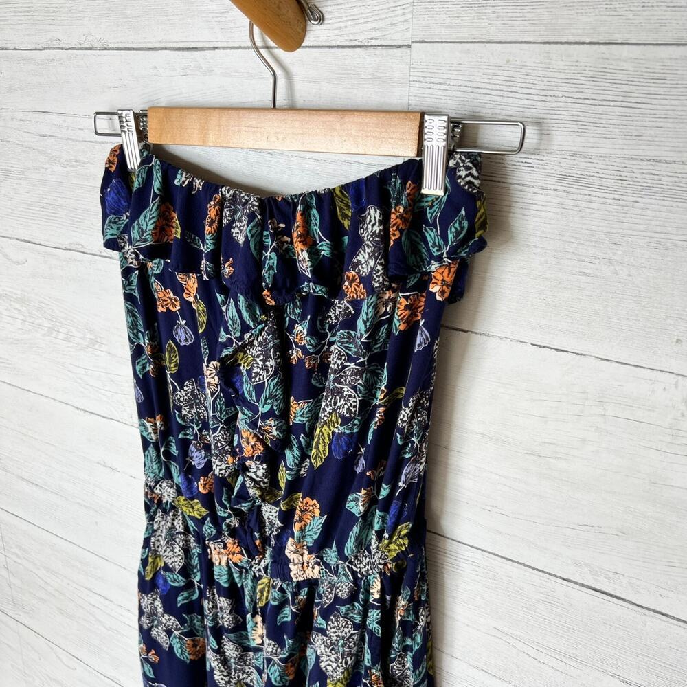 Angie Jumpsuit Womens Size Small Colorful Floral Ruffles Strapless Summertime - Picture 8 of 13
